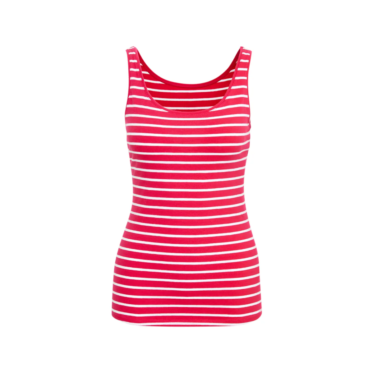 Womens Cotton Stretch Round Neck Striped Tank Top - Image 9