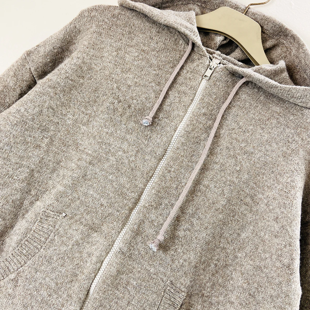 Womens Wool Blend Zip-Up Hoodie with Pockets - Image 11
