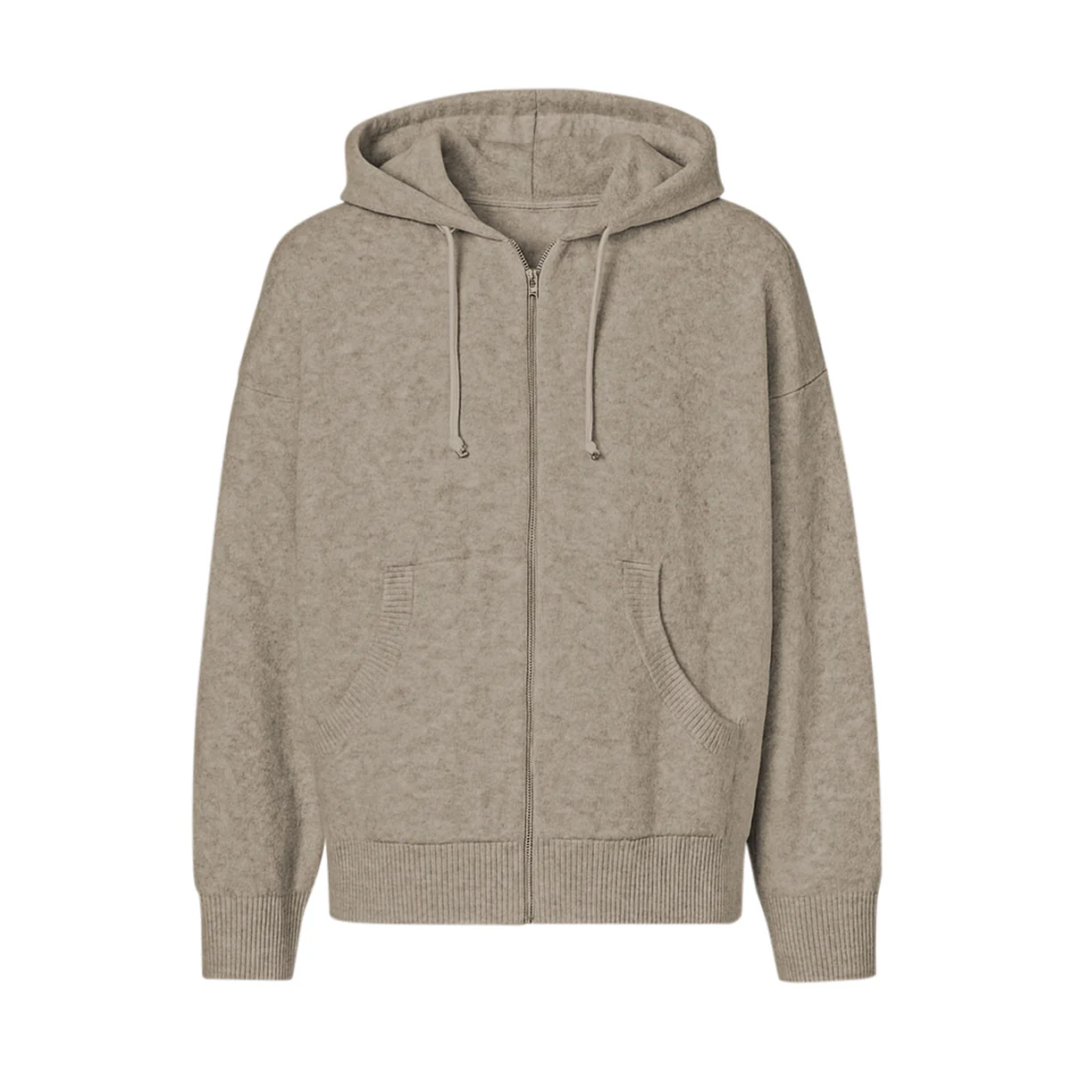 Womens Wool Blend Zip-Up Hoodie with Pockets - Image 12