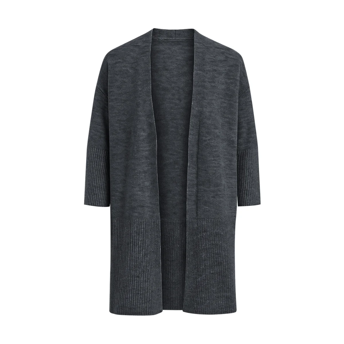 Womens Wool Blend Knit Open Front Longline Cardigan - Image 14