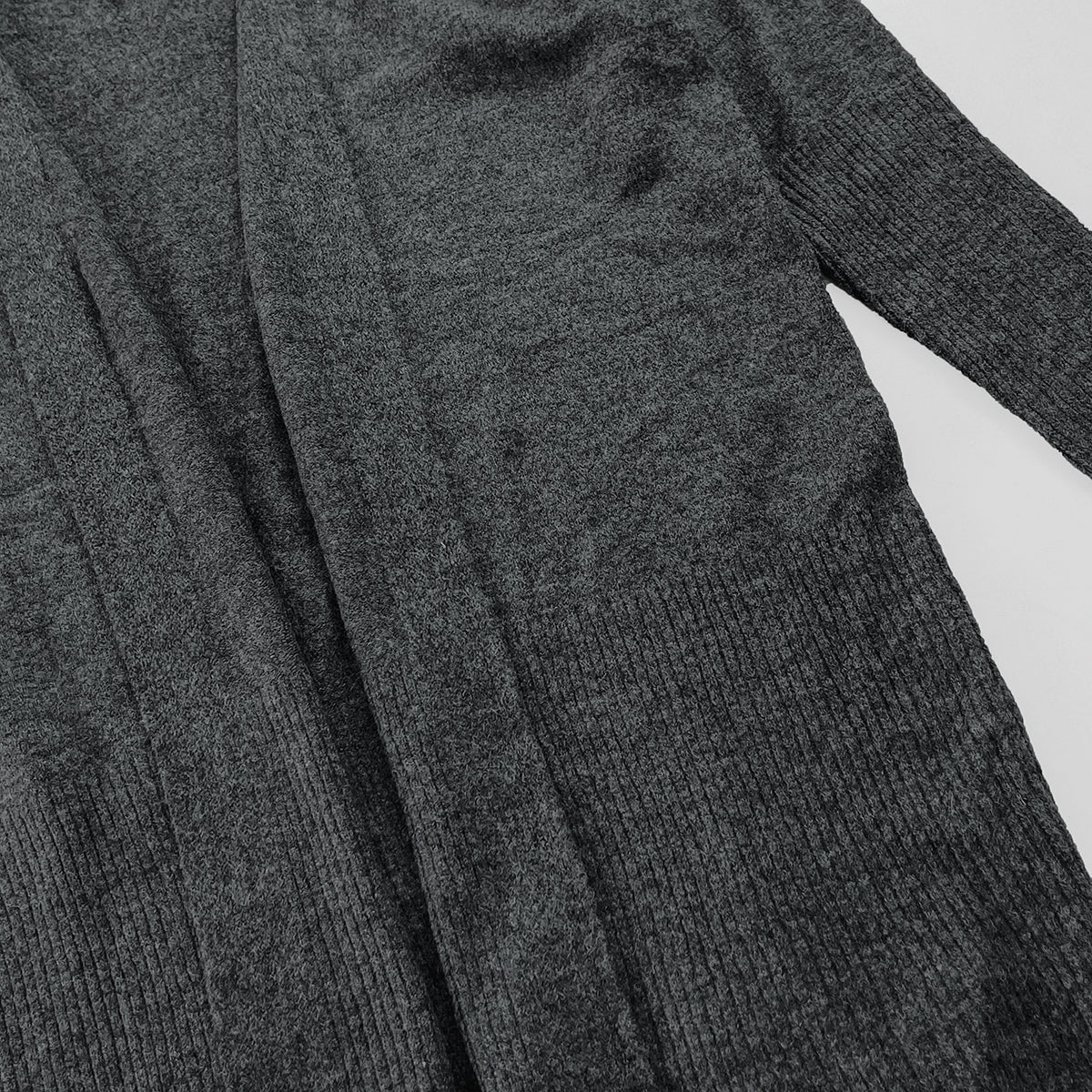 Womens Wool Blend Knit Open Front Longline Cardigan - Image 6