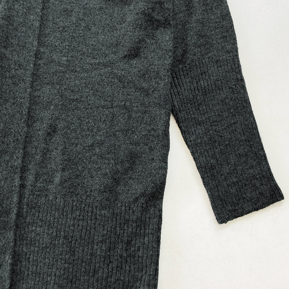 Womens Wool Blend Knit Open Front Longline Cardigan - Image 7