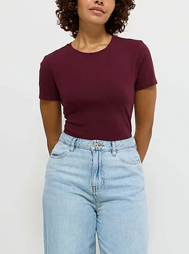 Womens Crew Neck Short Sleeve Soft Cotton Jersey T-Shirt - Image 17