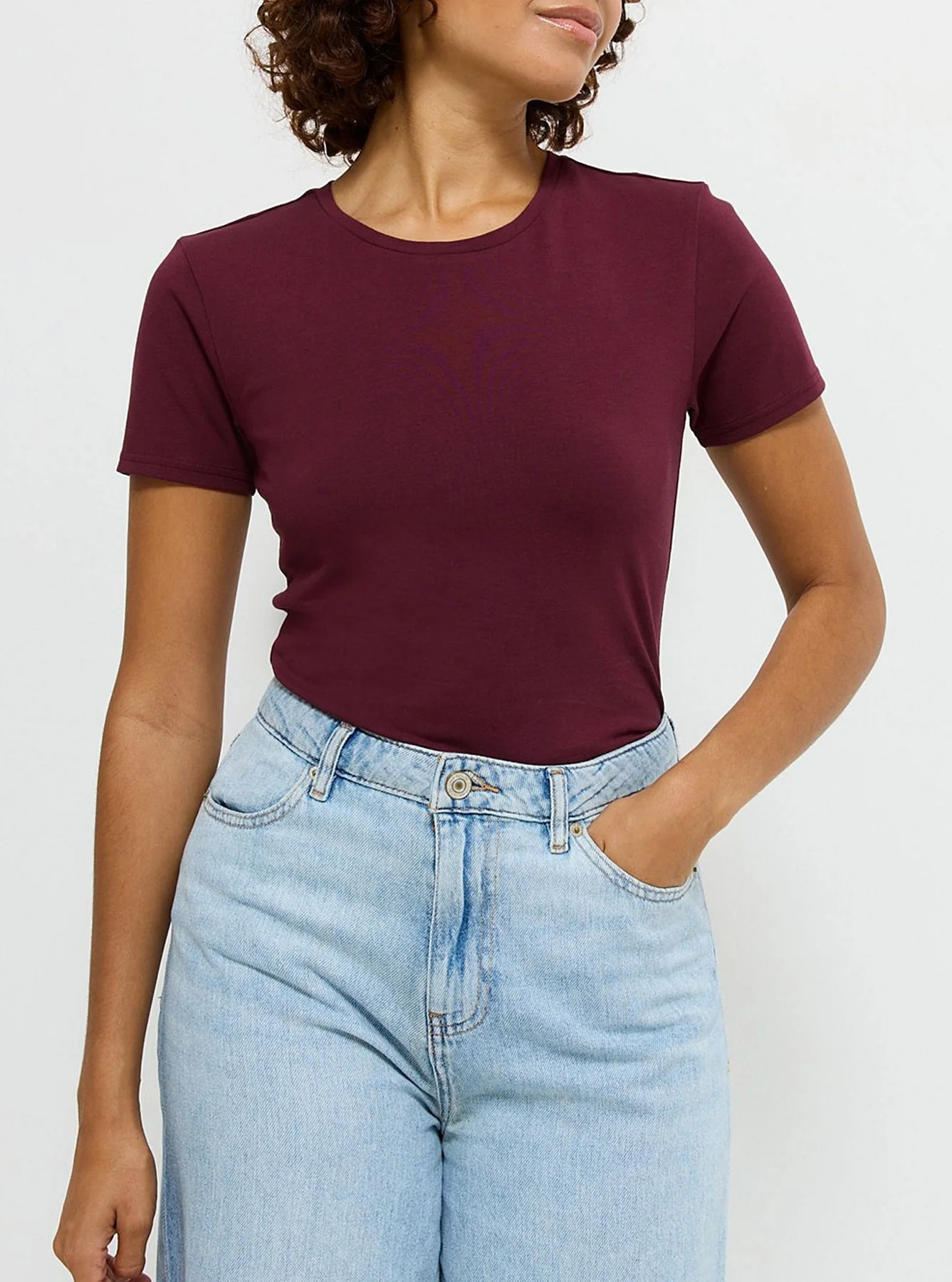 Womens Crew Neck Short Sleeve Soft Cotton Jersey T-Shirt - Image 4