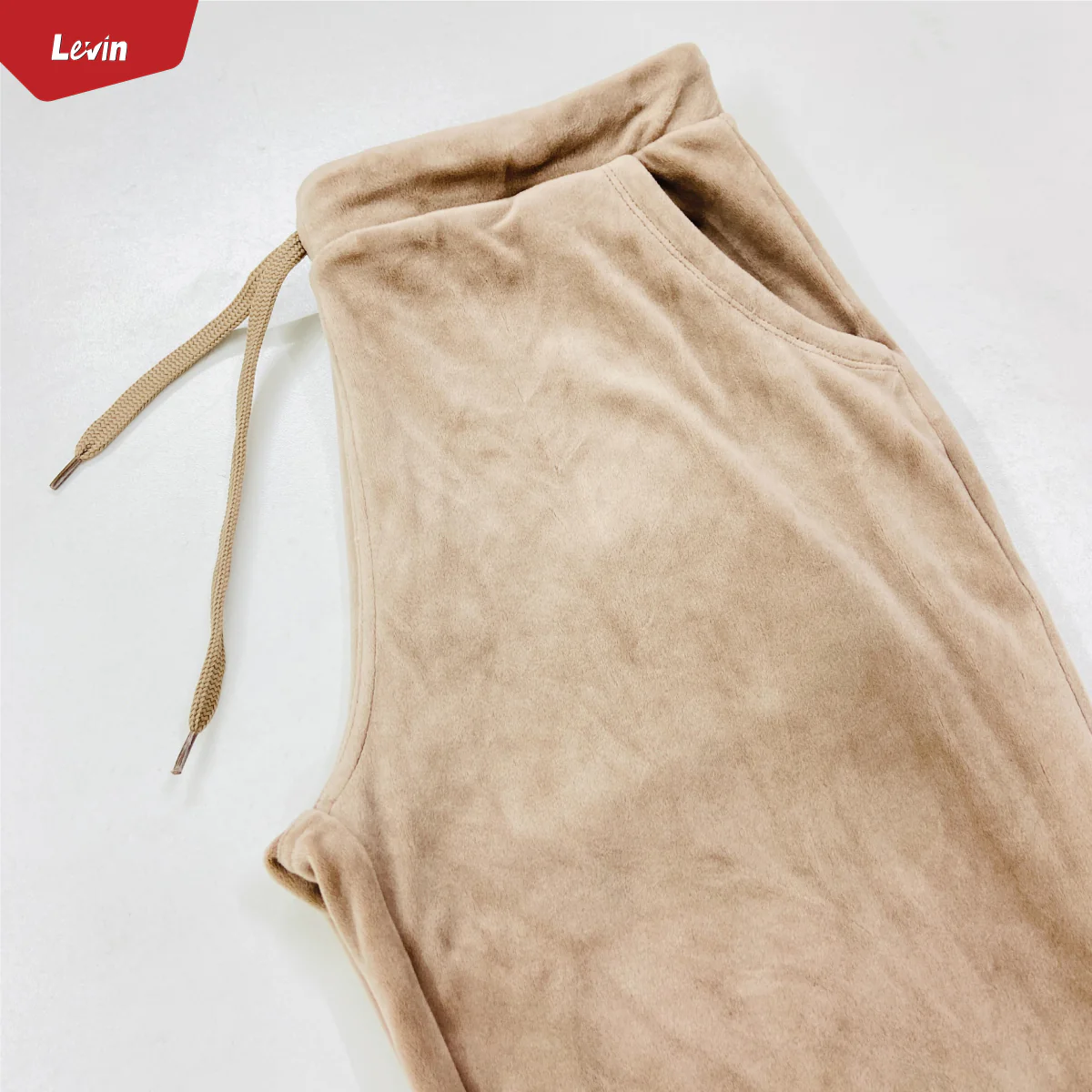 Women's Drawstring Waist Solid Velvet Trouser - Image 10