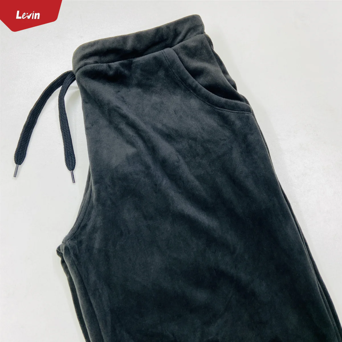 Women's Drawstring Waist Solid Velvet Trouser - Image 13