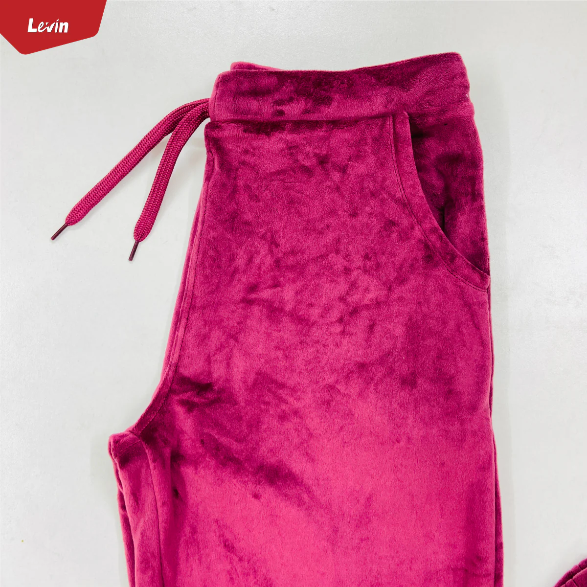 Women's Drawstring Waist Solid Velvet Trouser - Image 16