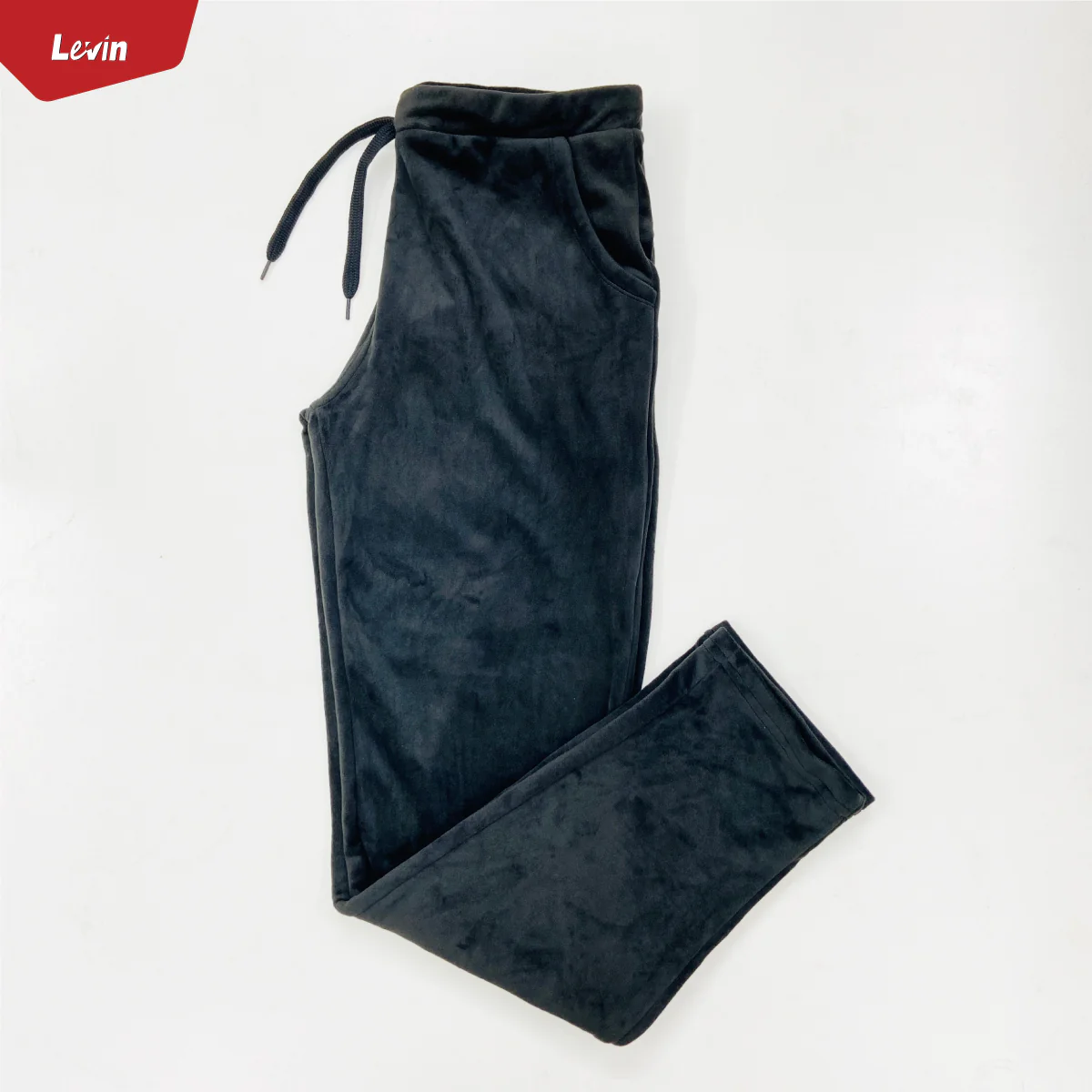 Women's Drawstring Waist Solid Velvet Trouser - Image 6