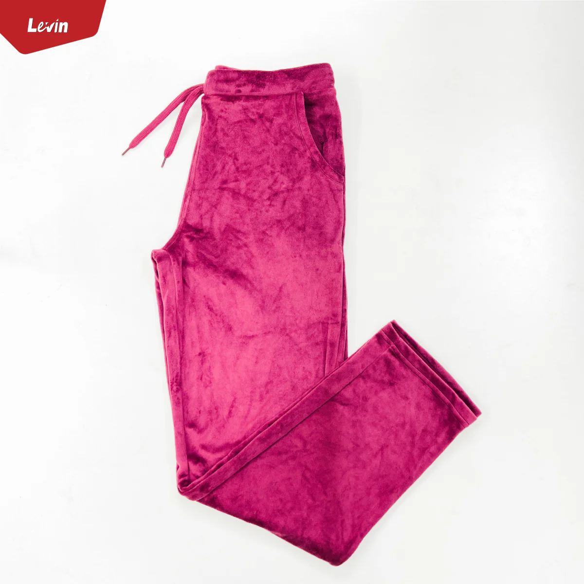 Women's Drawstring Waist Solid Velvet Trouser - Image 8
