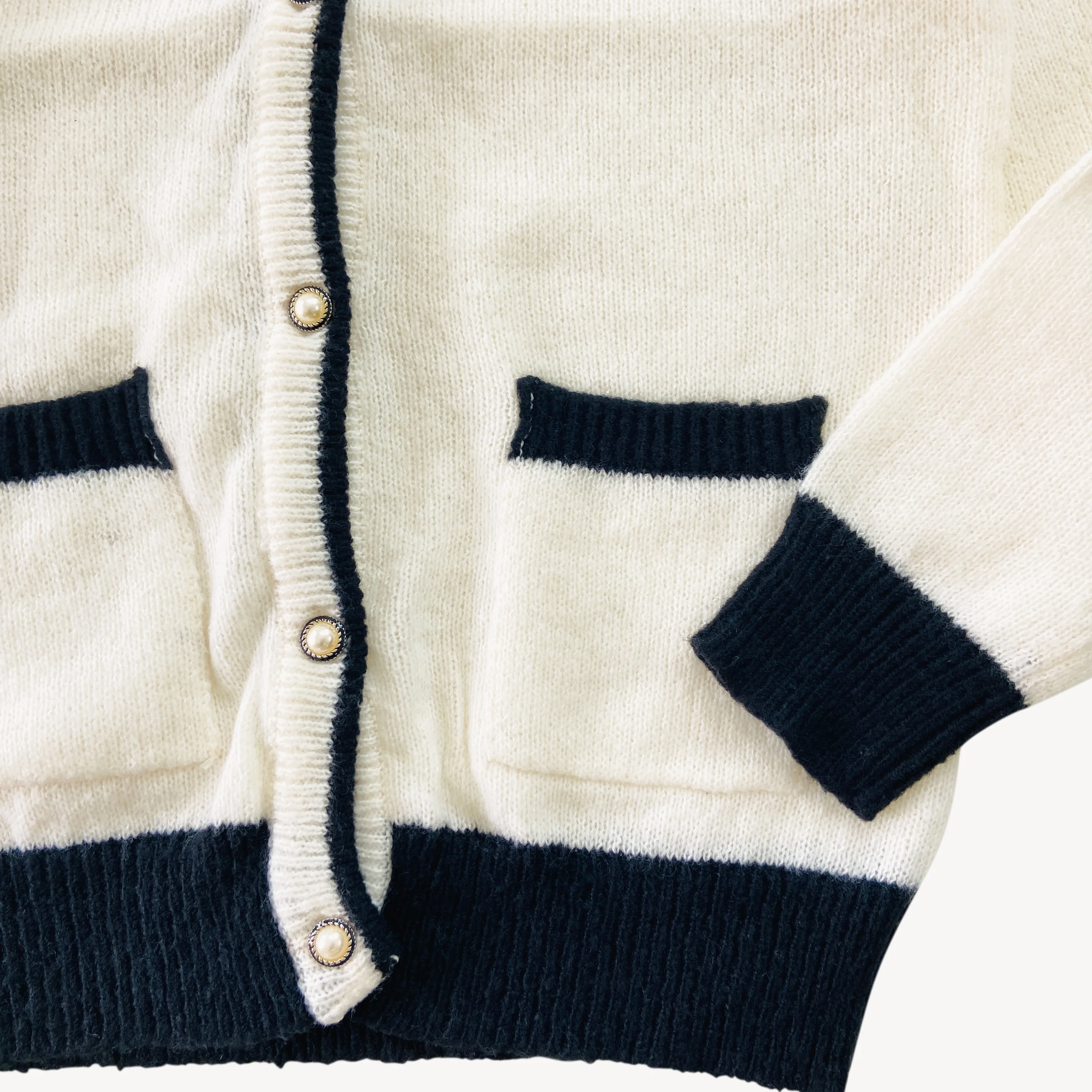 Womens Wool Blend Pearl Button Knit Cardigan Sweater - Image 3