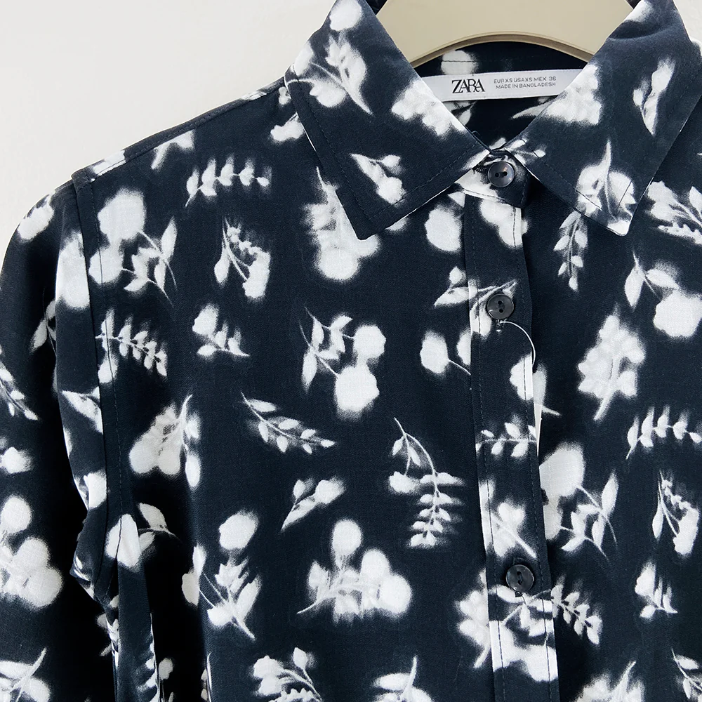 Womens Full Sleeve Floral Midi Length Shirt Dress - Image 7