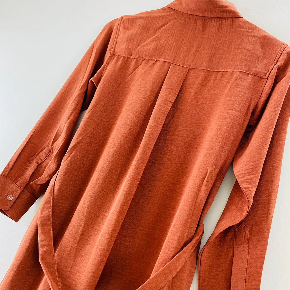 Womens Full Sleeve Solid Midi Length Shirt Dress - Image 10