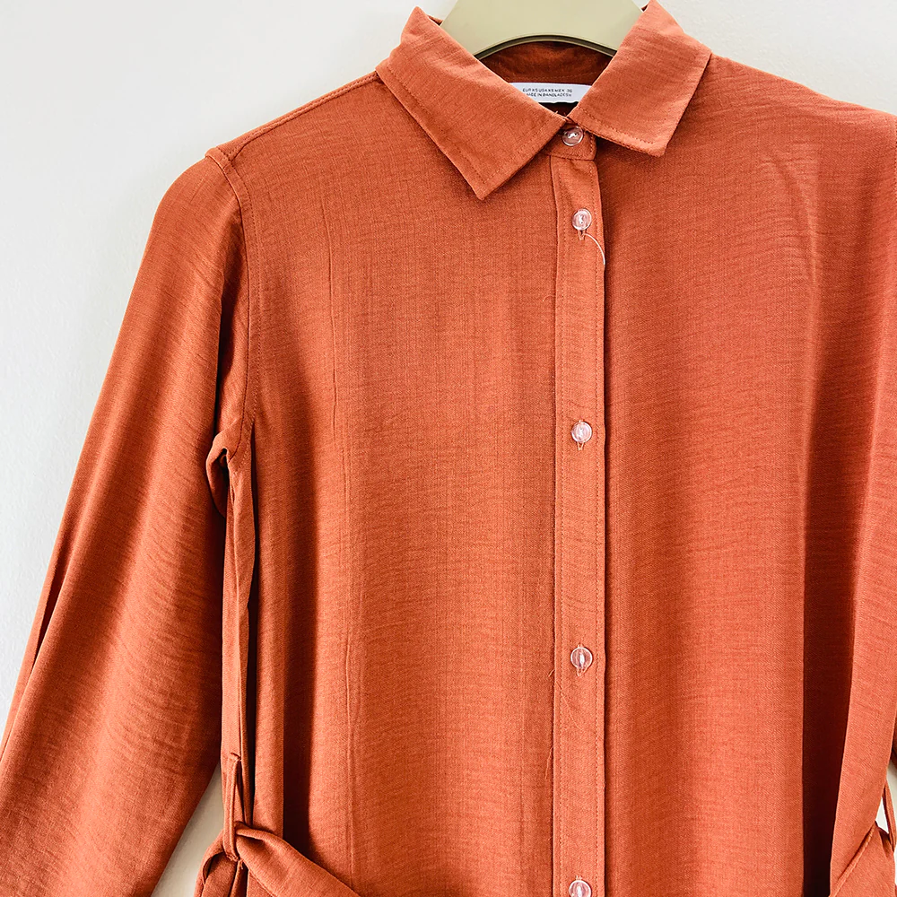 Womens Full Sleeve Solid Midi Length Shirt Dress - Image 4