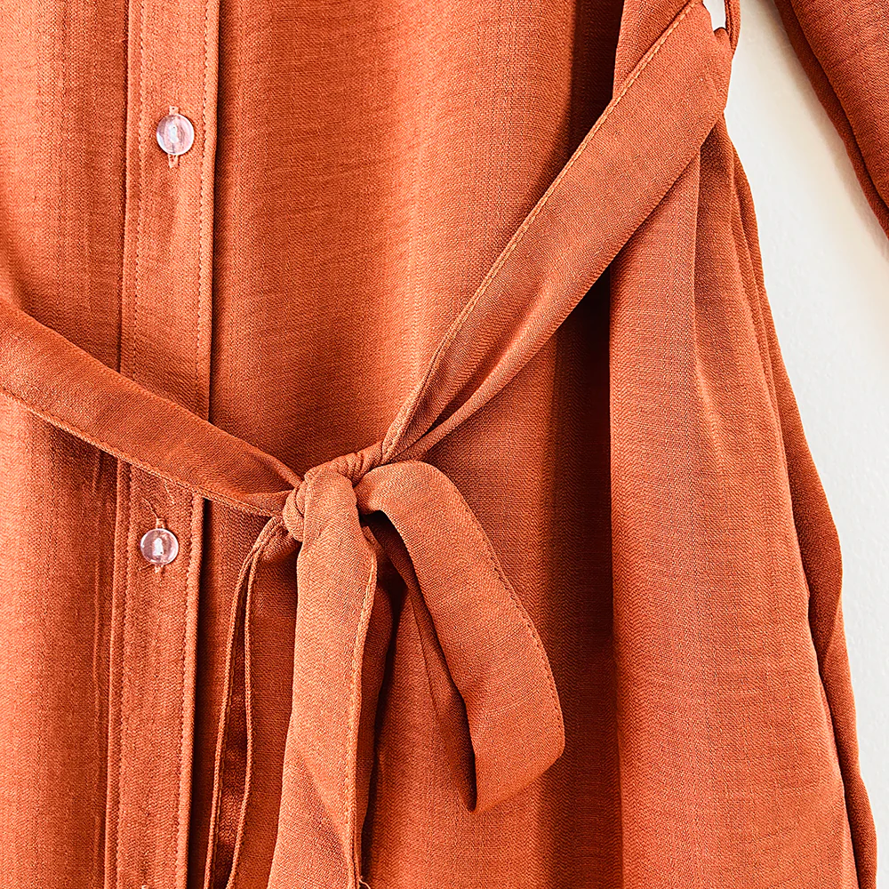 Womens Full Sleeve Solid Midi Length Shirt Dress - Image 5