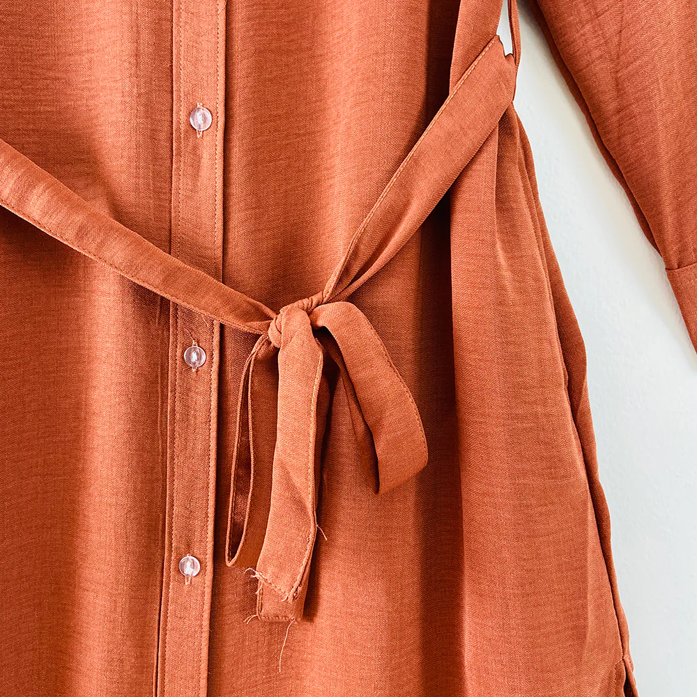 Womens Full Sleeve Solid Midi Length Shirt Dress - Image 8