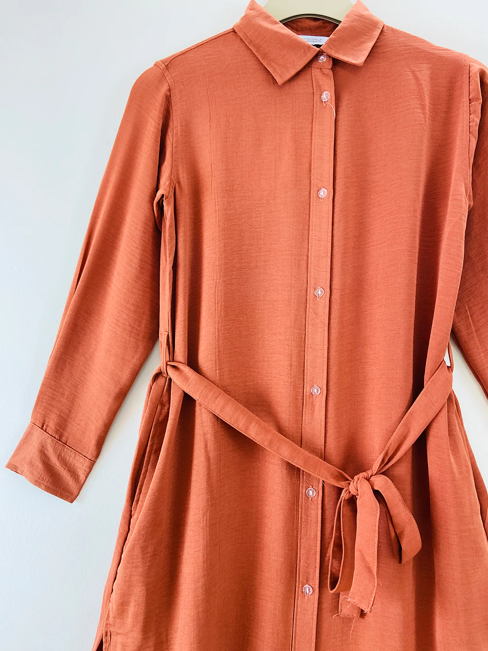 Womens Full Sleeve Solid Midi Length Shirt Dress - Image 9