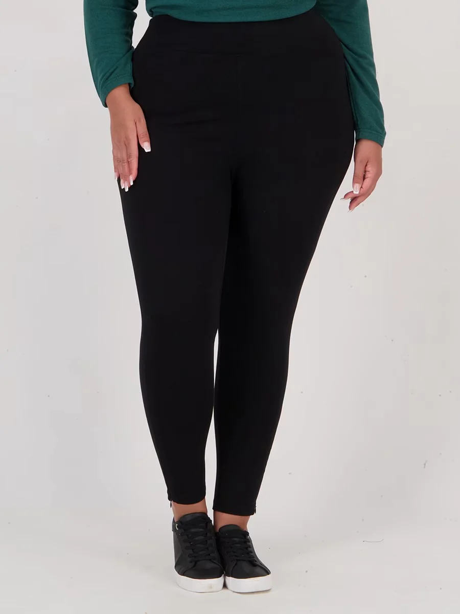 Womens High Rise Zip Hem Pull on Pant - Image 7