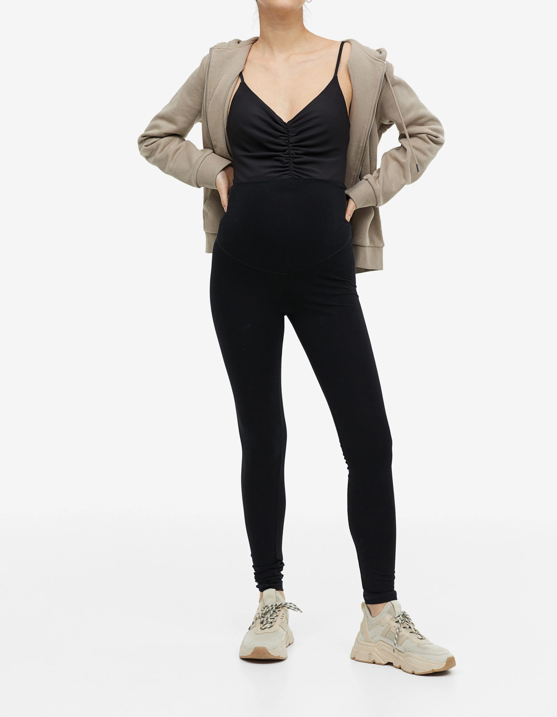 Womens High Waisted Before After Maternity Leggings - Image 3