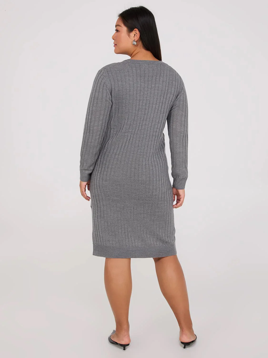 Womens Knee Length Knit Sweater Dress - Image 10