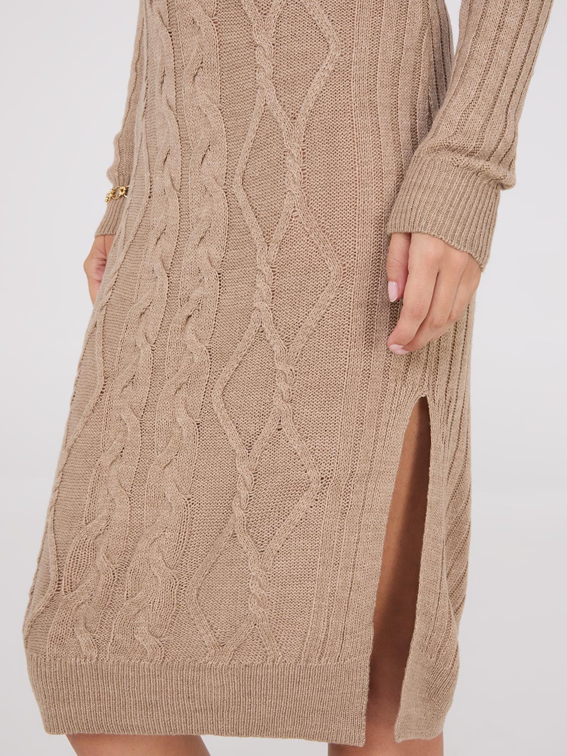 Womens Knee Length Knit Sweater Dress - Image 3