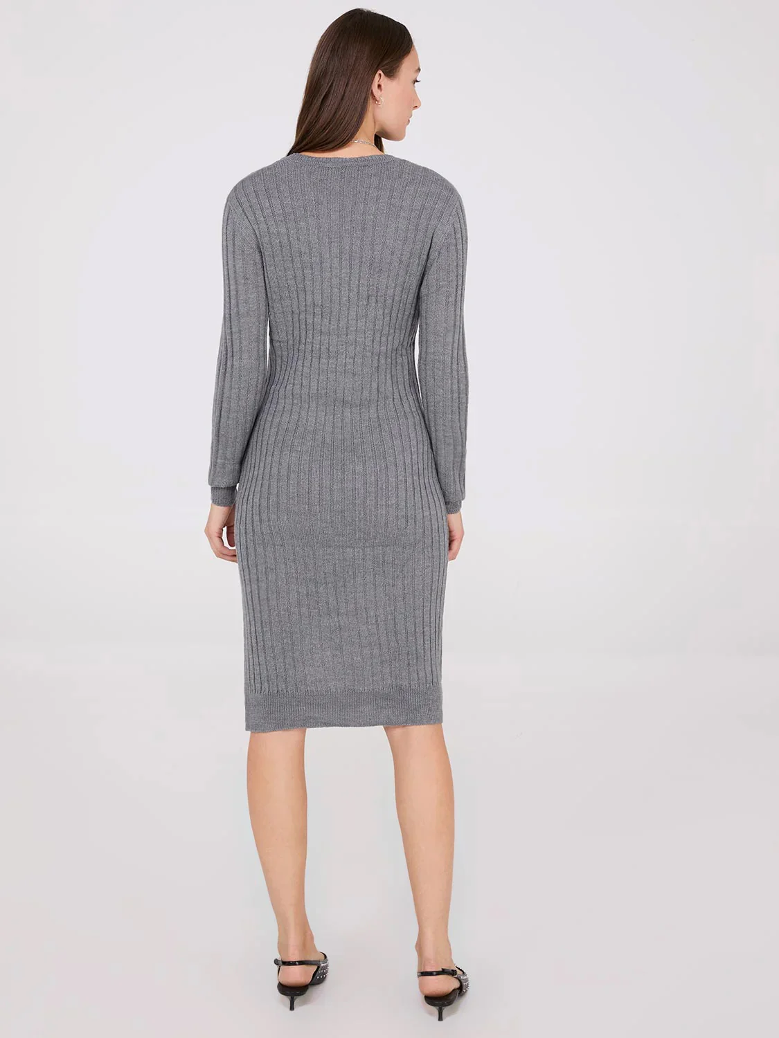 Womens Knee Length Knit Sweater Dress - Image 8