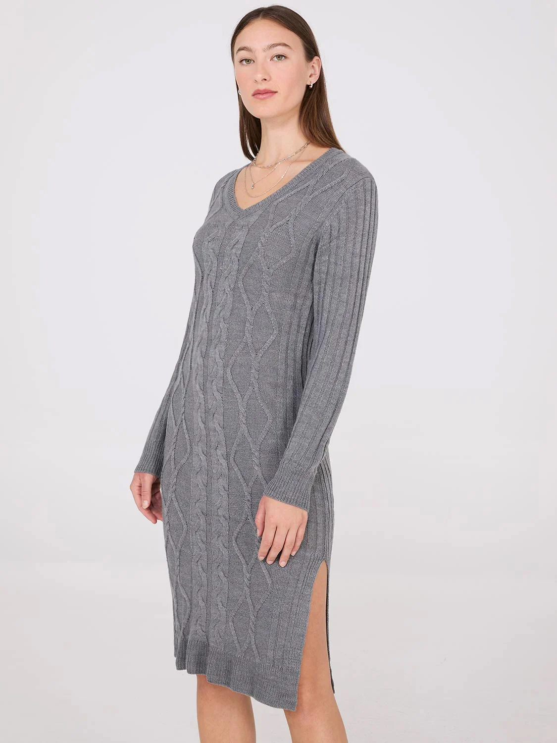 Womens Knee Length Knit Sweater Dress - Image 9