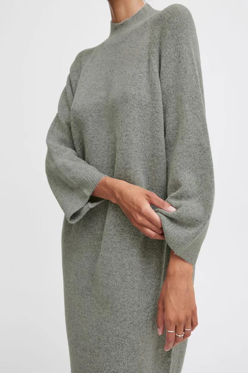 Womens Knee Long Knitted Sweater Dress - Image 2