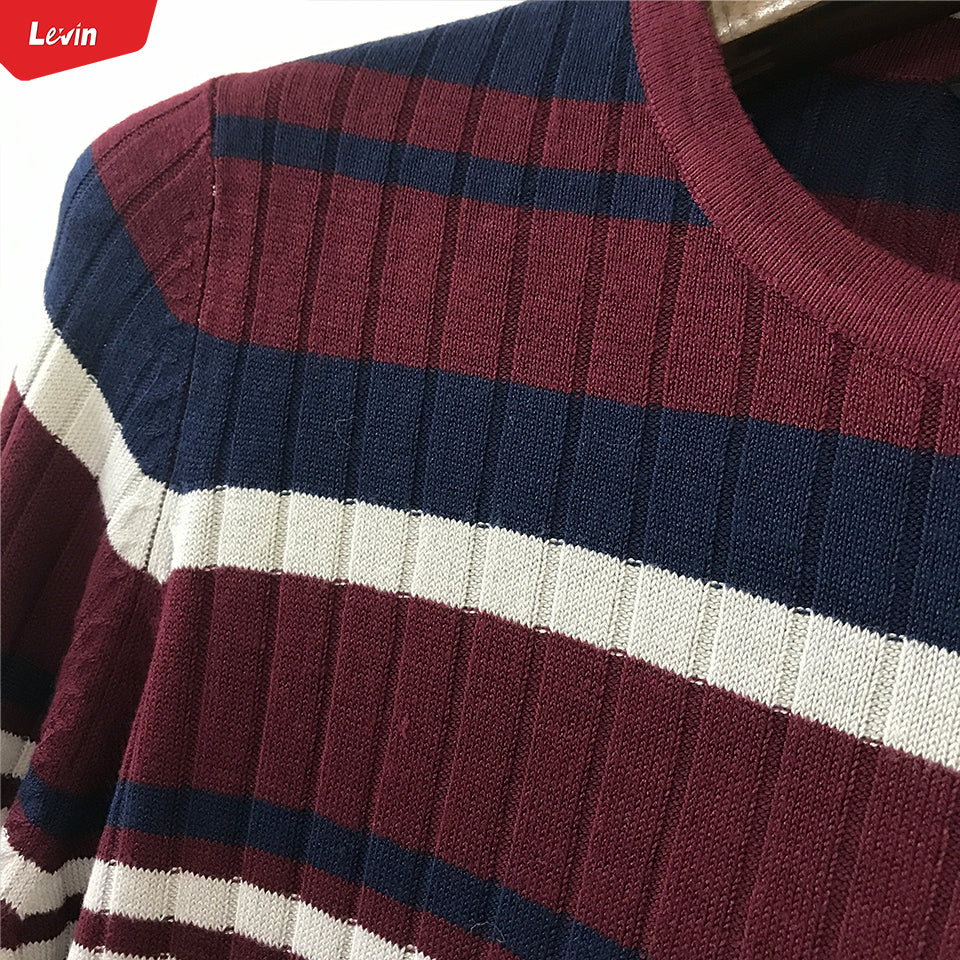 Womens Knitted Long Sleeve Striped Crew Neck Sweater Pullover Jumpers - Image 10