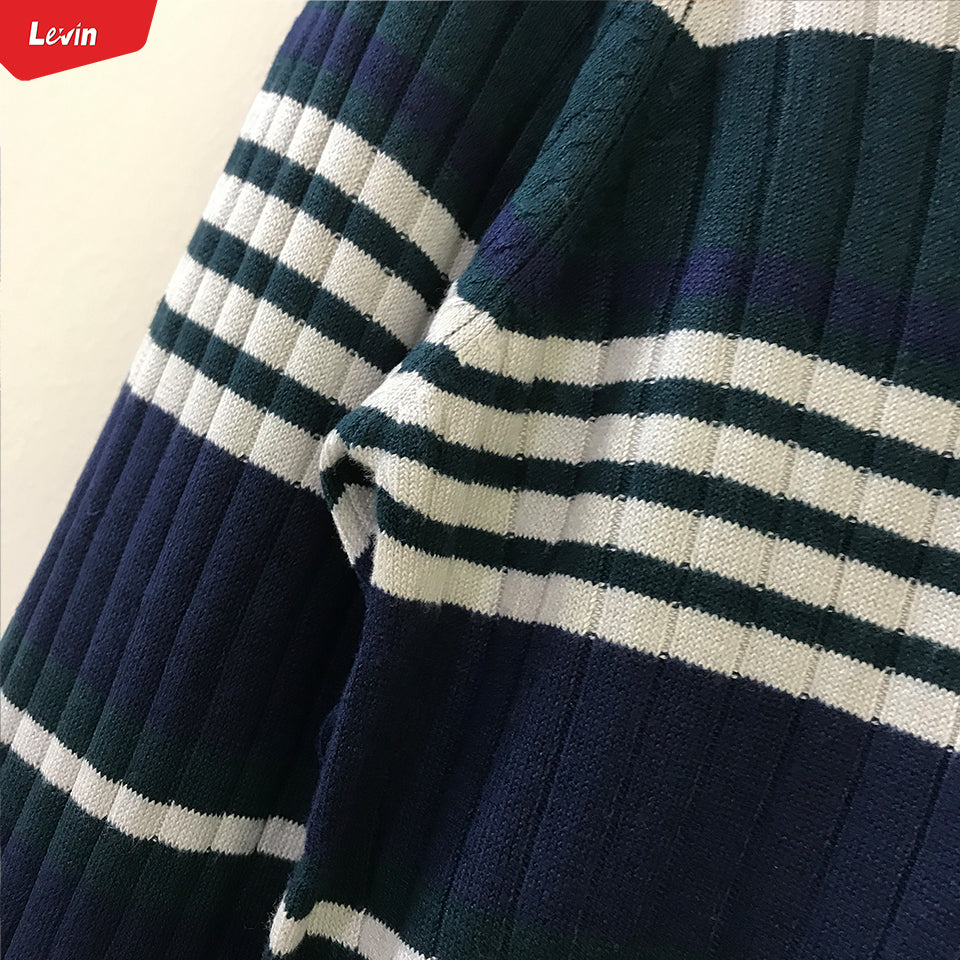 Womens Knitted Long Sleeve Striped Crew Neck Sweater Pullover Jumpers - Image 11