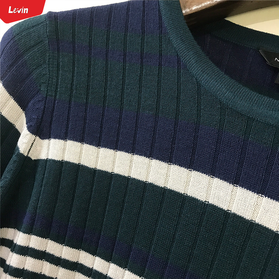 Womens Knitted Long Sleeve Striped Crew Neck Sweater Pullover Jumpers - Image 12