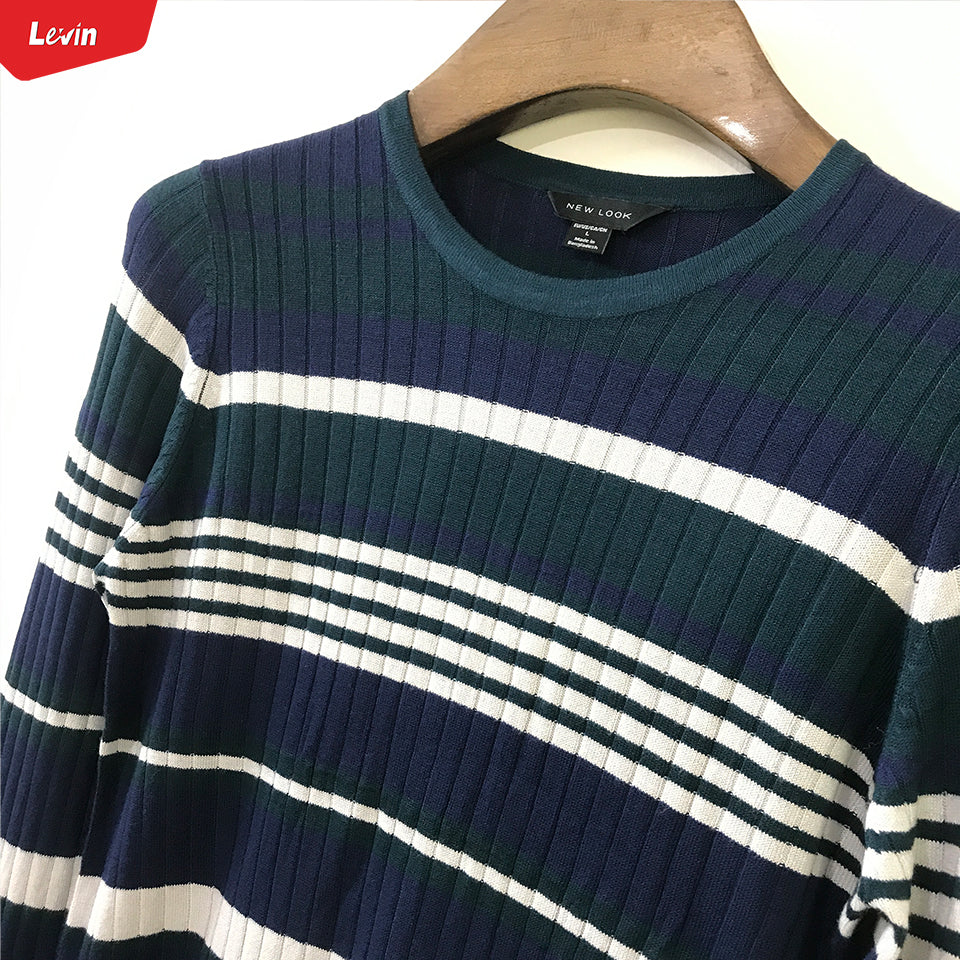 Womens Knitted Long Sleeve Striped Crew Neck Sweater Pullover Jumpers - Image 13