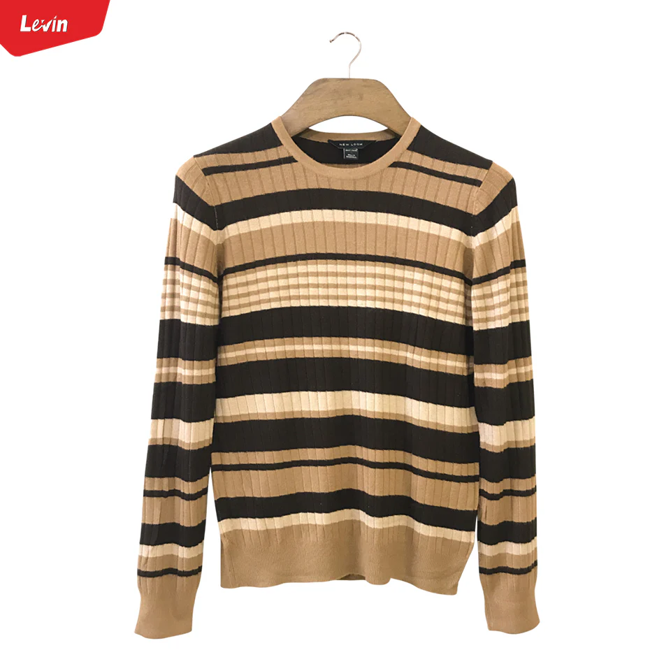 Womens Knitted Long Sleeve Striped Crew Neck Sweater Pullover Jumpers - Image 5