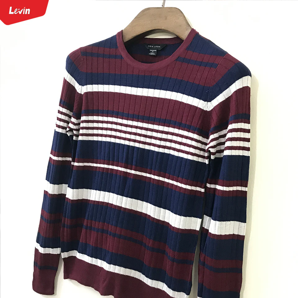 Womens Knitted Long Sleeve Striped Crew Neck Sweater Pullover Jumpers - Image 6