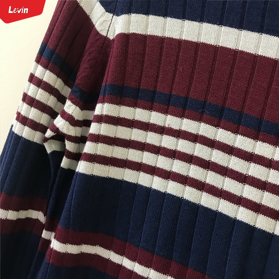 Womens Knitted Long Sleeve Striped Crew Neck Sweater Pullover Jumpers - Image 8
