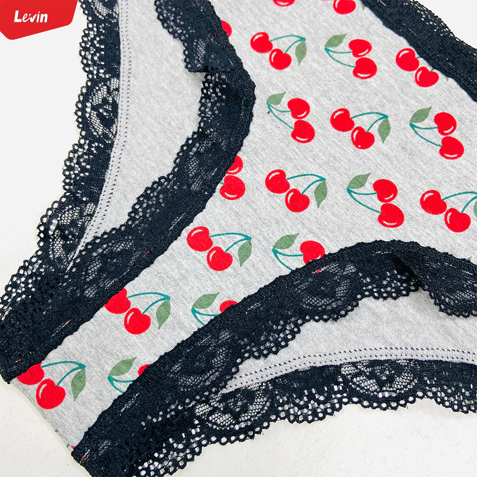 Womens Lace Trim Mid Rise Cotton Panty - Image 11