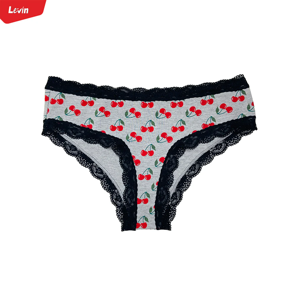 Womens Lace Trim Mid Rise Cotton Panty - Image 15