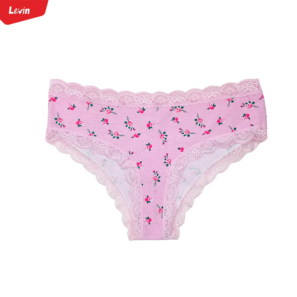 Womens Lace Trim Mid Rise Cotton Panty - Image 16