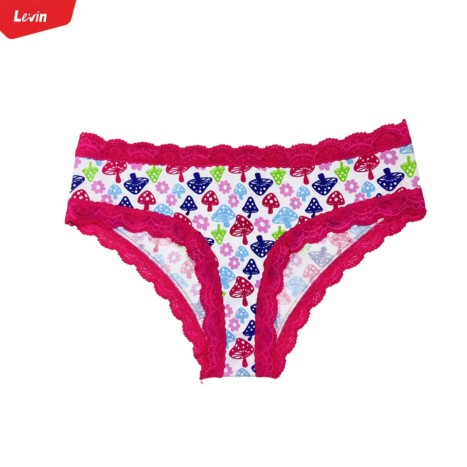 Womens Lace Trim Mid Rise Cotton Panty - Image 17