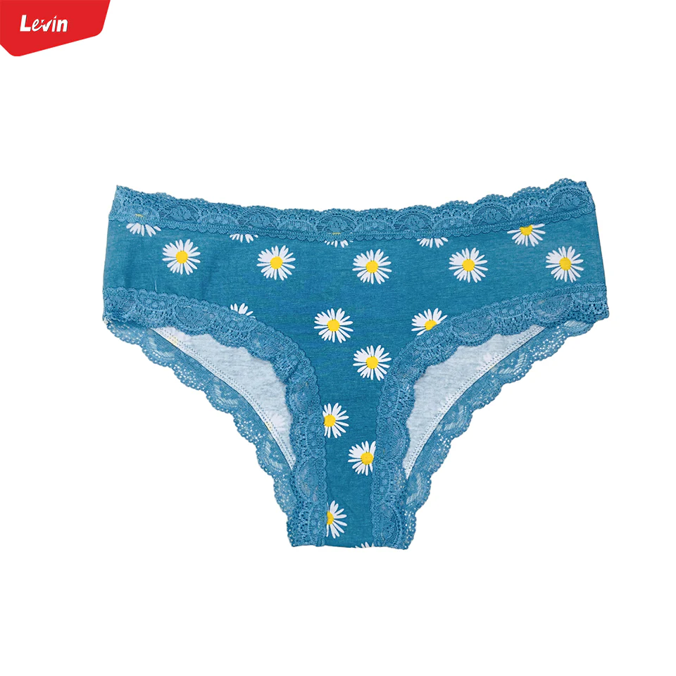 Womens Lace Trim Mid Rise Cotton Panty - Image 18