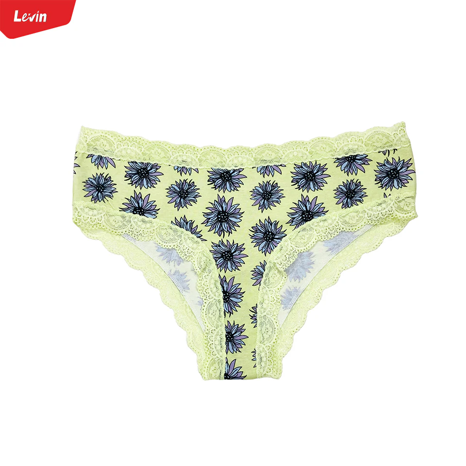Womens Lace Trim Mid Rise Cotton Panty - Image 19