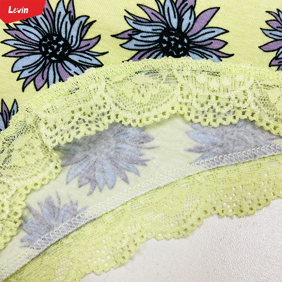 Womens Lace Trim Mid Rise Cotton Panty - Image 2