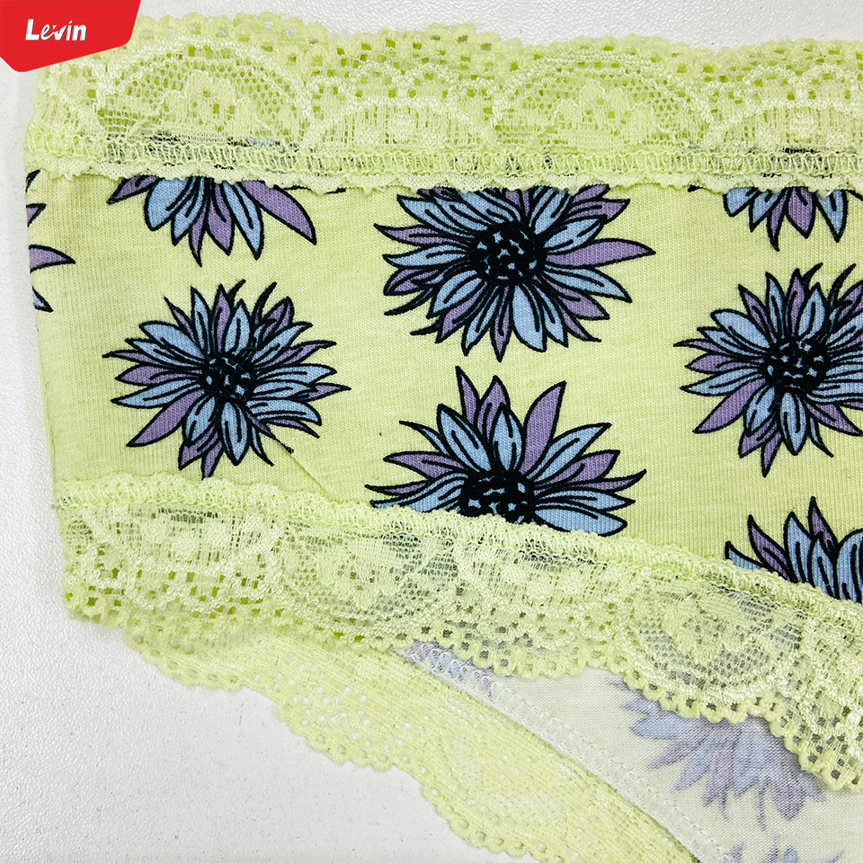 Womens Lace Trim Mid Rise Cotton Panty - Image 7