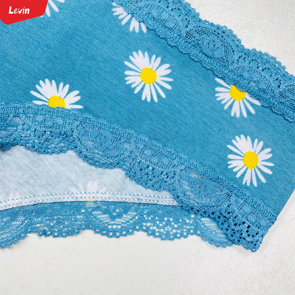 Womens Lace Trim Mid Rise Cotton Panty - Image 9