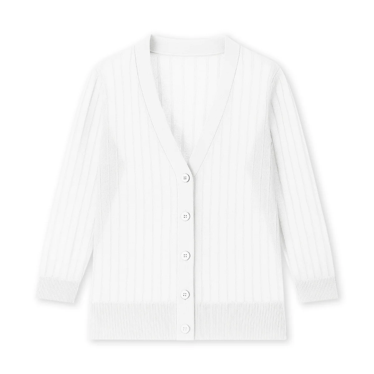 Womens Lightweight Ribbed Knit Button-Down V-Neck Cardigan - Image 16