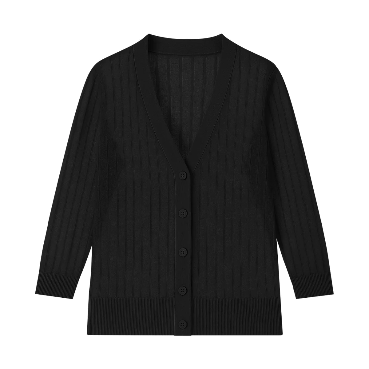 Womens Lightweight Ribbed Knit Button-Down V-Neck Cardigan - Image 17