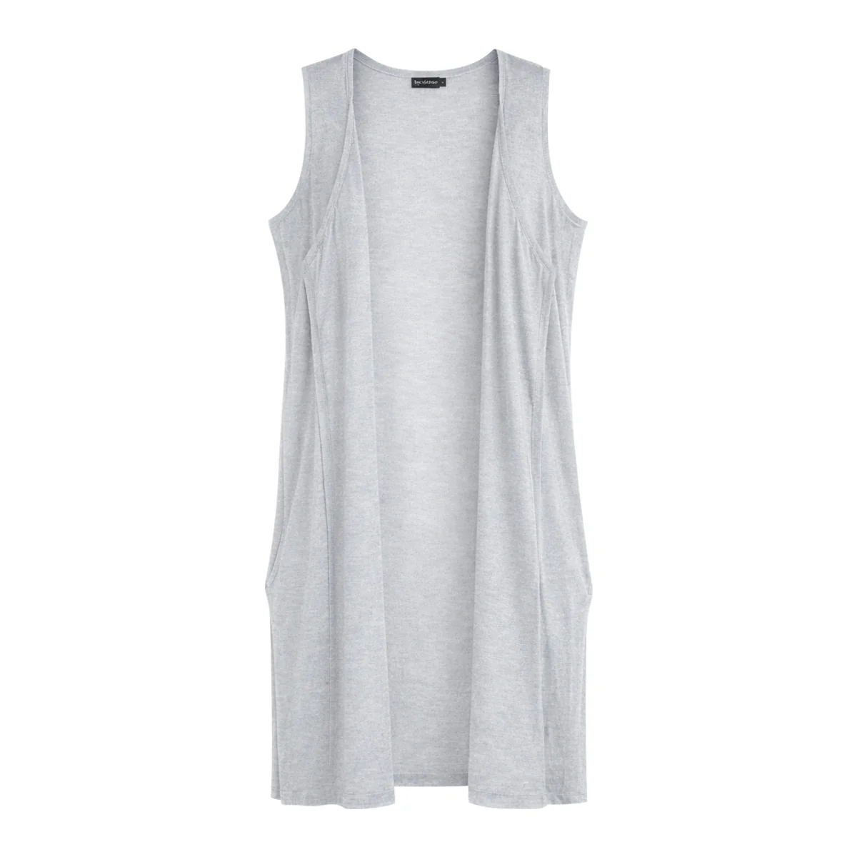 Womens Lightweight Sleeveless Open-Front Long Cardigan - Image 12