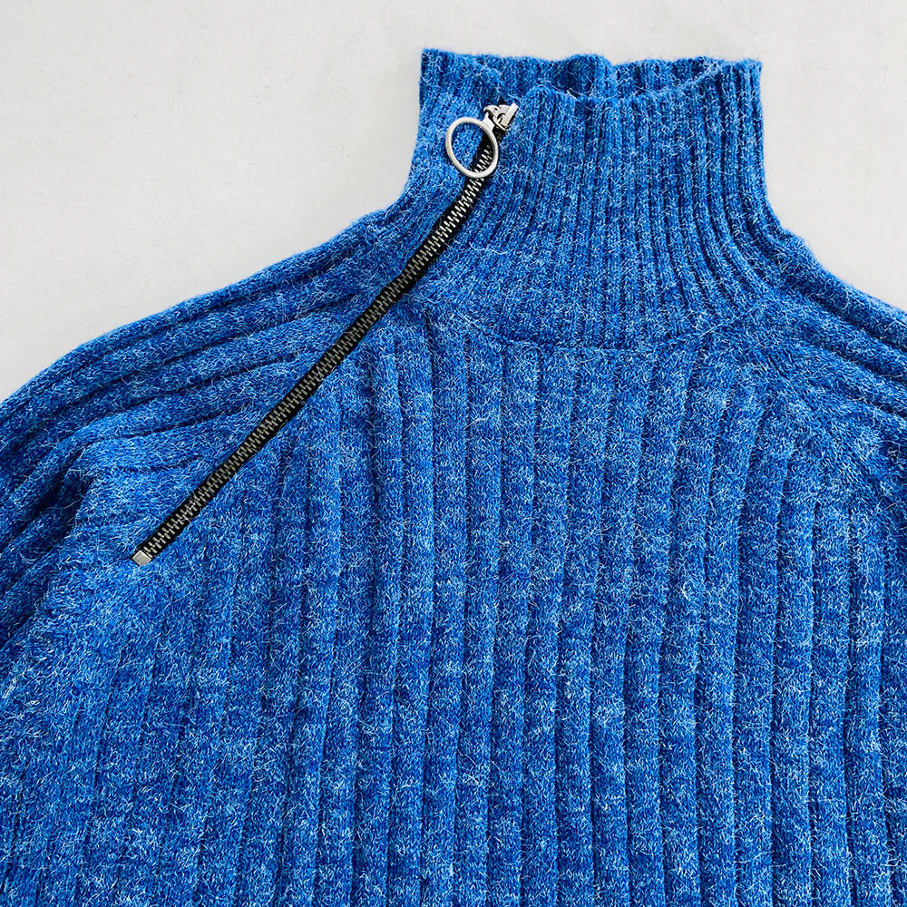 Womens Long Sleeve High Neck Ribbed Jumper Sweater - Image 3
