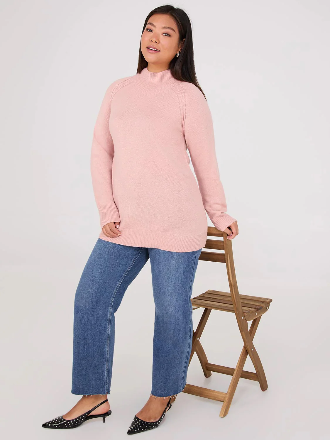 Womens Long Sleeve Mock Neck Sweater - Image 11
