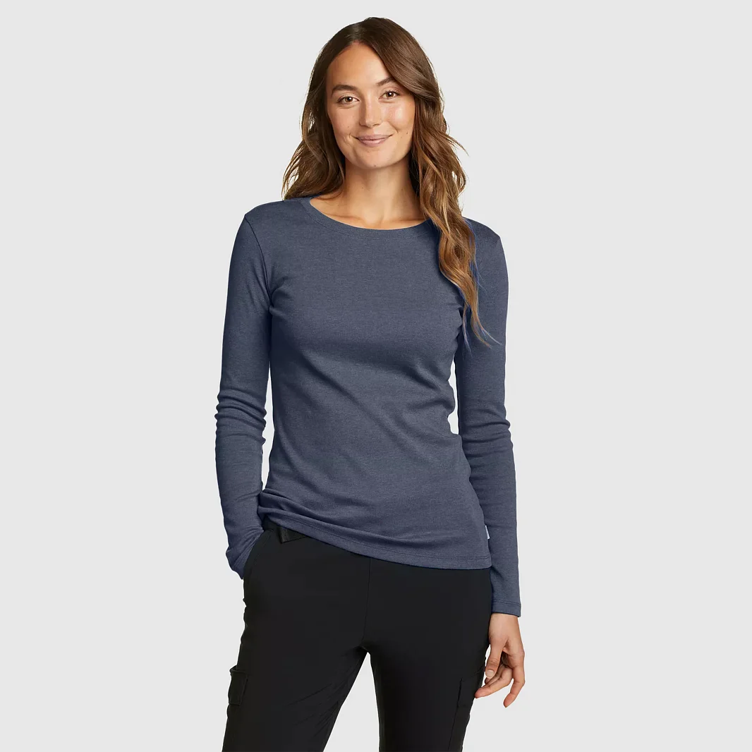 Womens Long Sleeve Pullover Round-Neck T-Shirt - Image 3
