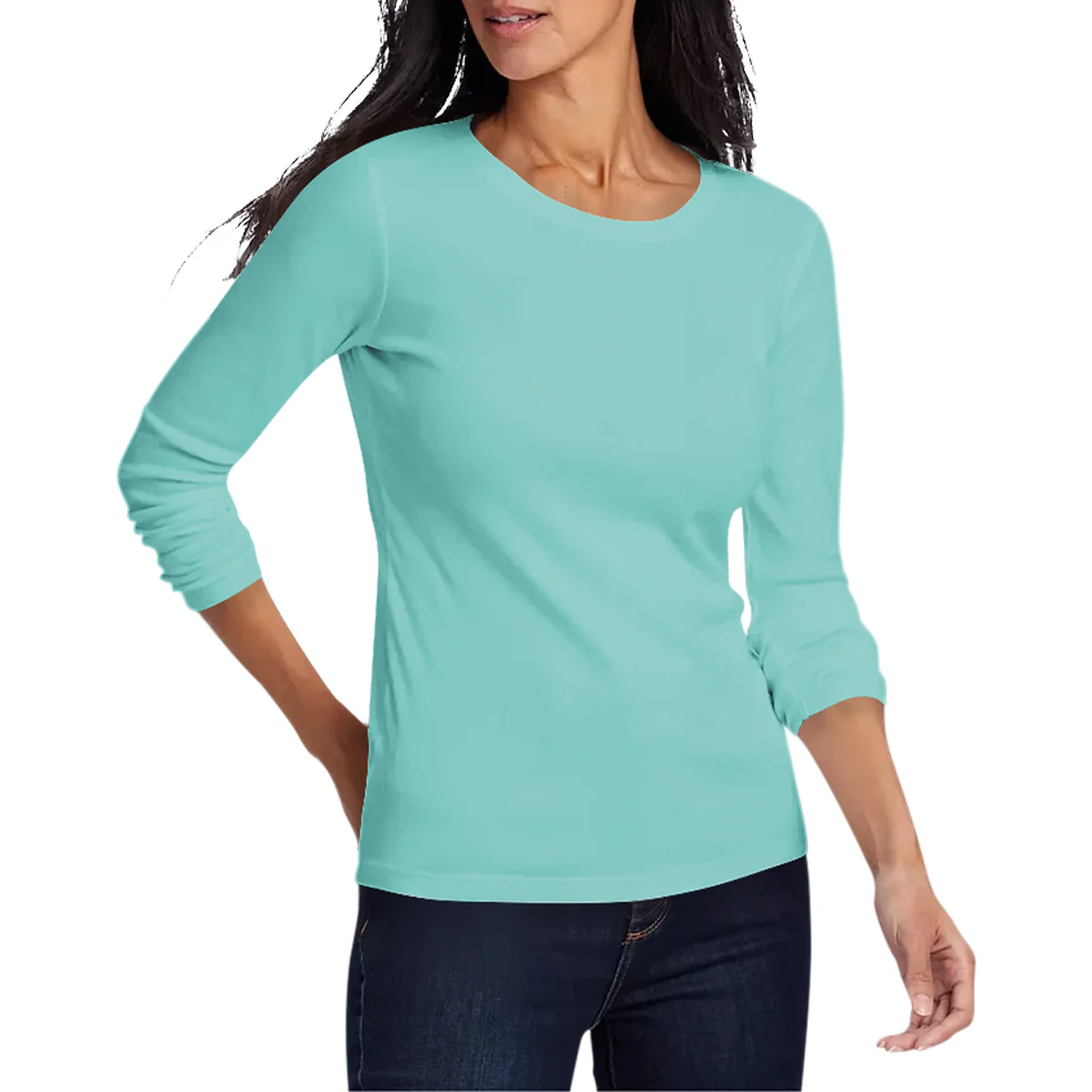 Womens Long Sleeve Pullover Round-Neck T-Shirt - Image 9